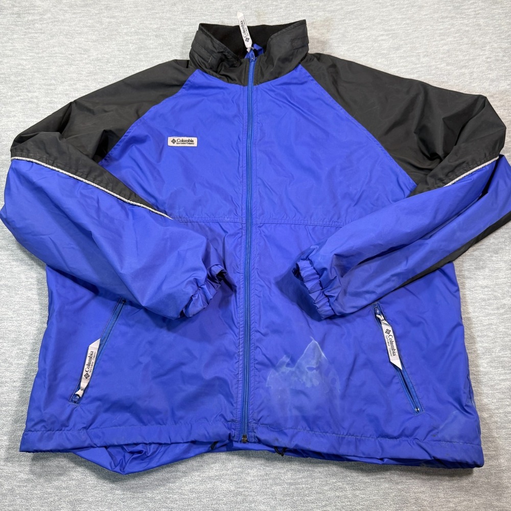 Columbia Jacket Unisex L Blue‎ KU 3380 S4 Nylon Windbreaker Hiking Outdoor Zip